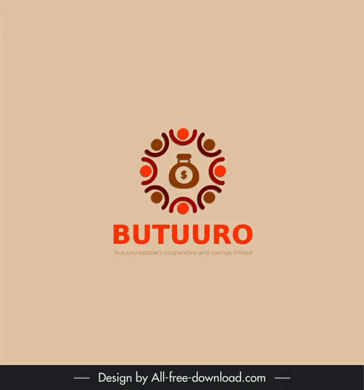 butuuro logo template flat symmetric circle combination sketch money icon