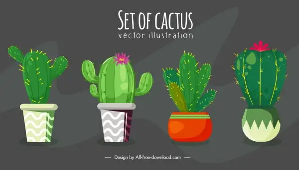 cactus houseplant background classic handdrawn design