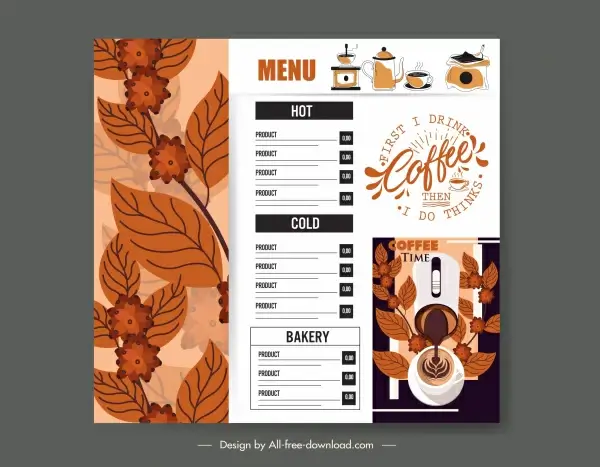 cafe menu template contrast design classic elegance