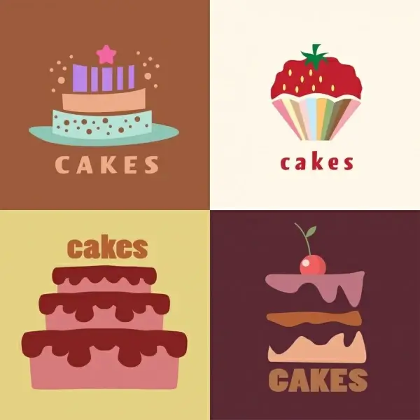 cake background sets various colorful objects decoration