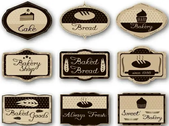 cake labels vintage style vector
