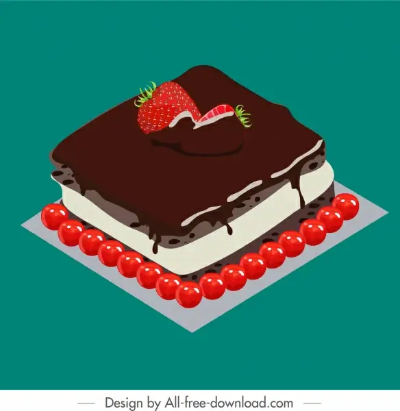 cake painting chocolate fruity cream decor 3d sketch