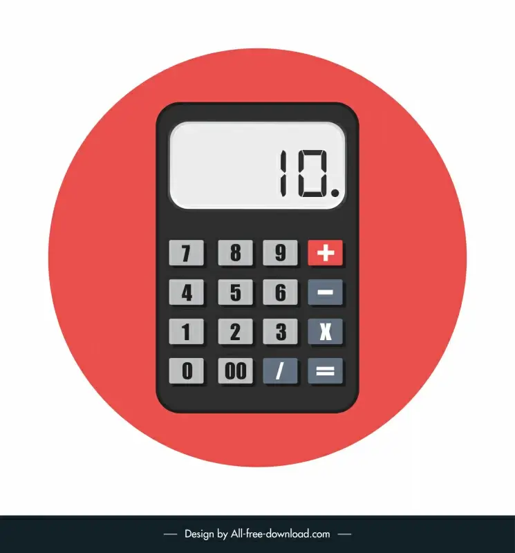 calculator icon flat circle isolation sketch