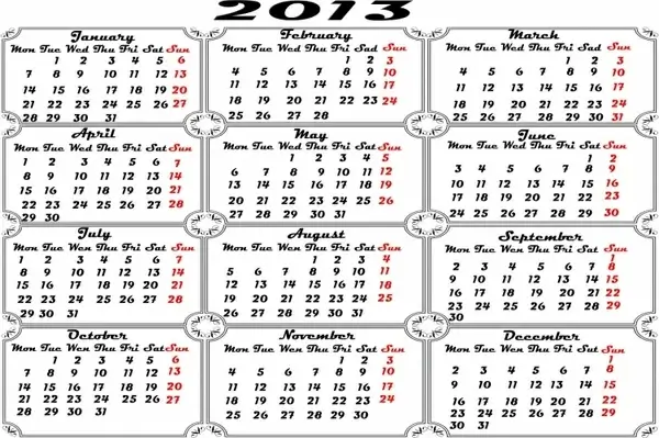 calendar 2013