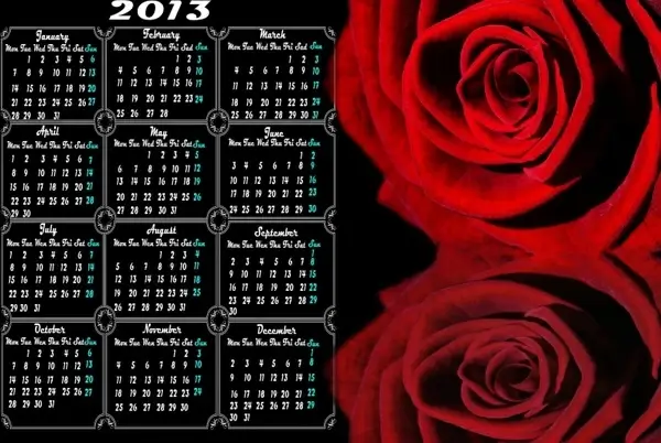 calendar 2013 and rose