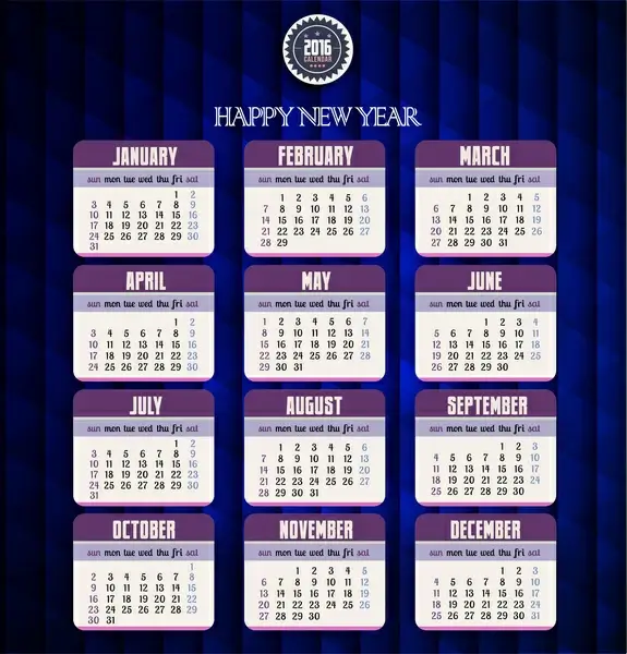 calendar 2016 template simple