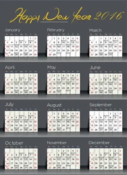 calendar 2016 template simple 