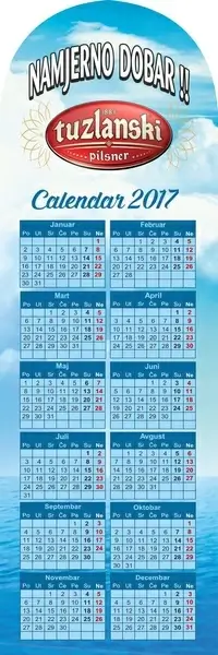 calendar 2017 starts with monday