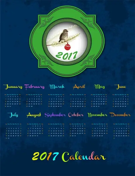 calendar 2017 templates bird