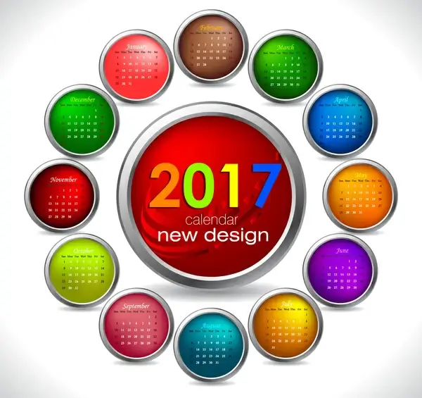 calendar 2017 templates circle button