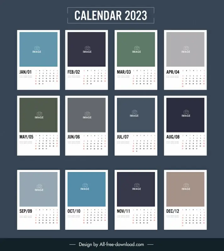 calendar 2023 templates modern flat simple plain design  