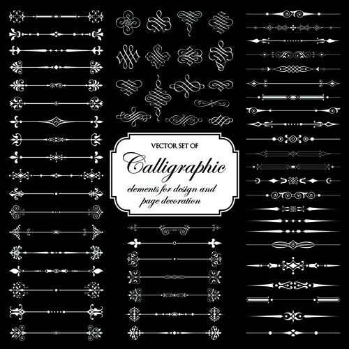 calligraphic and decoration elements vector set