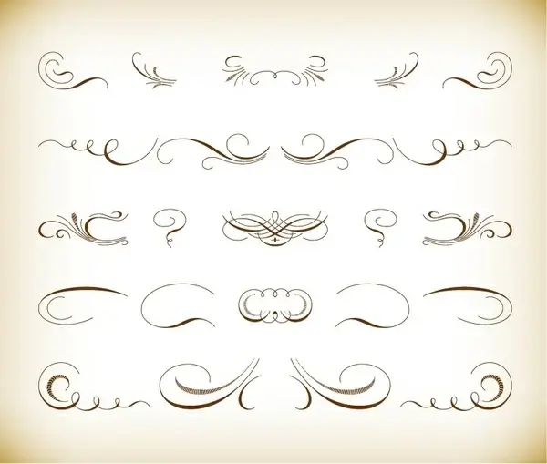 calligraphic floral design vector set