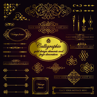 calligraphy gold design elements vector