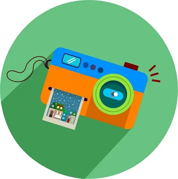 camera icon with colored design style