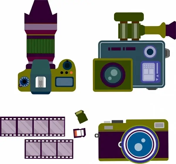 camera symbols sets various colored types