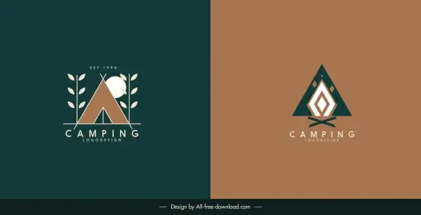 camping logo templates flat classic shapes decor
