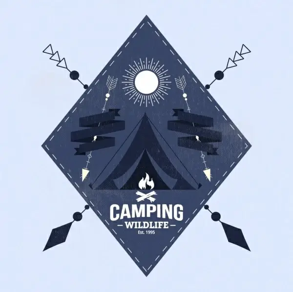 camping logotype tent arrow moon decor geometric design