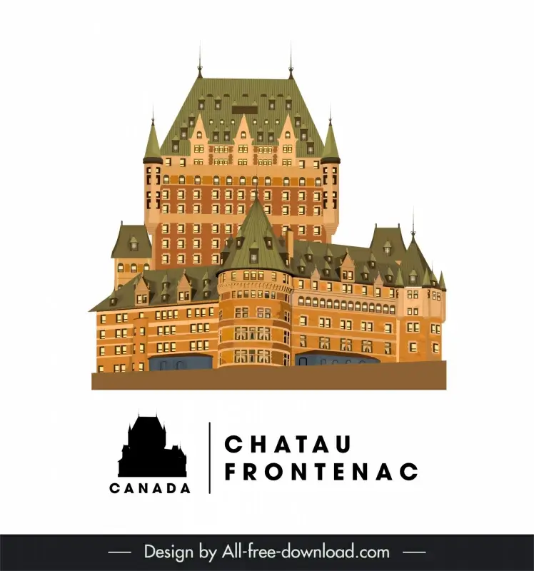 canada chatau frontenac advertising banner template elegant retro architecture sketch