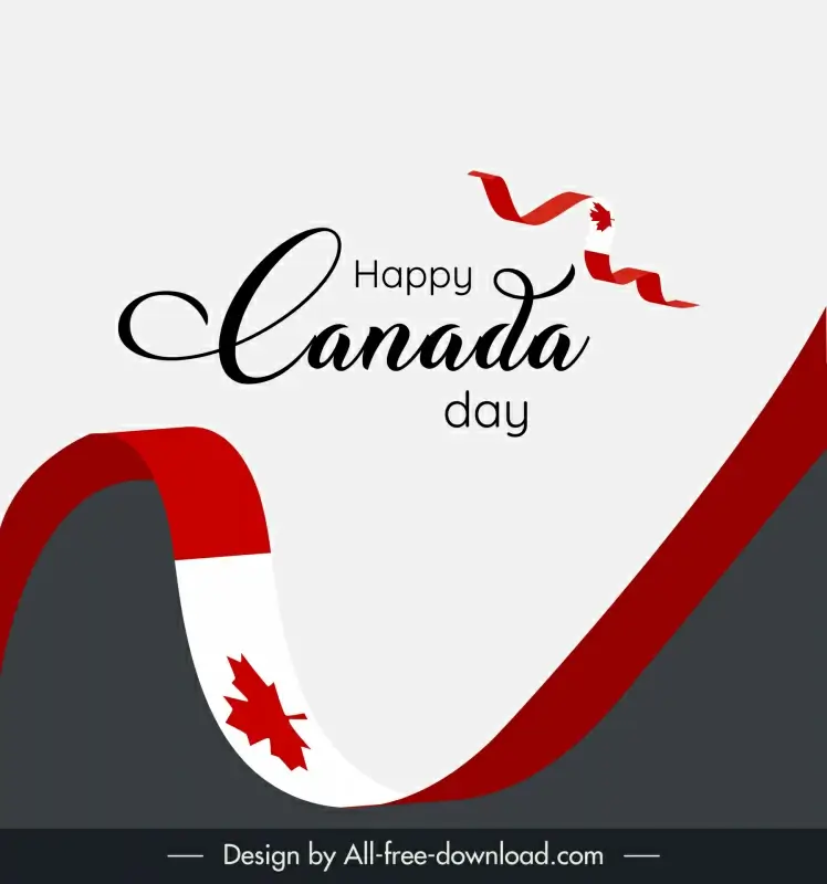 canada day poster template 3d ribbon flag elements decor 
