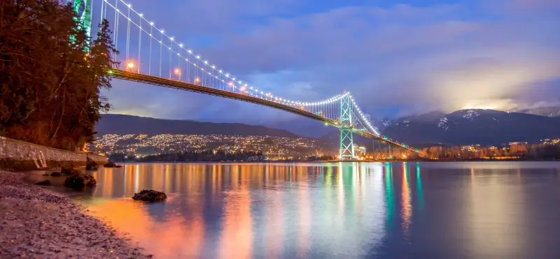 canada scenery picture twilight bridge sea scene 