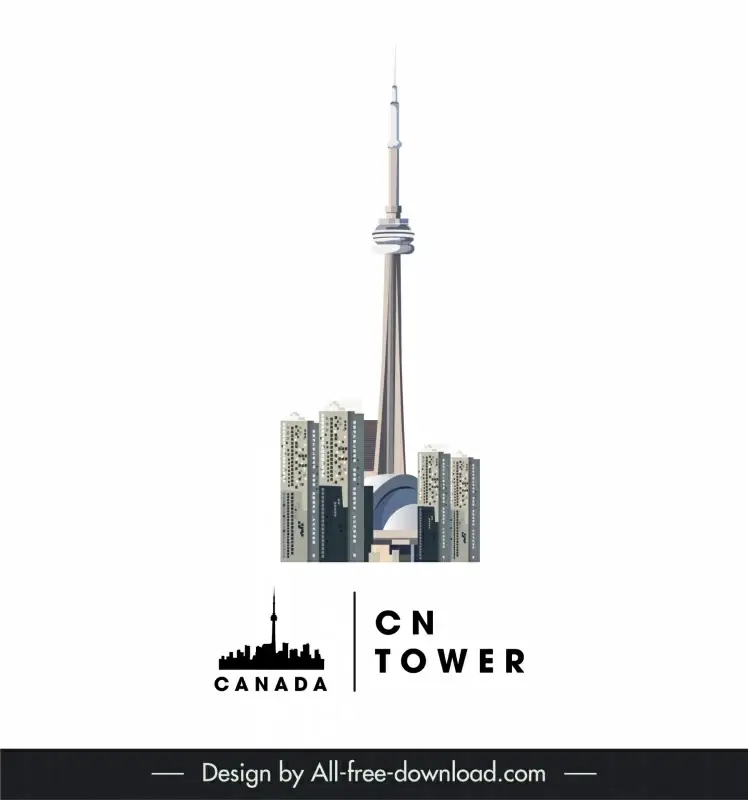 canada tourism advertising banner template cn tower sketch modern design 