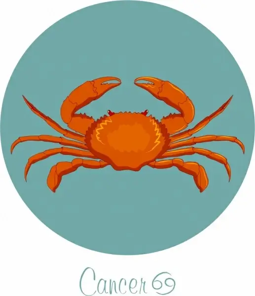 cancer zodiac sign icon colored crab decor