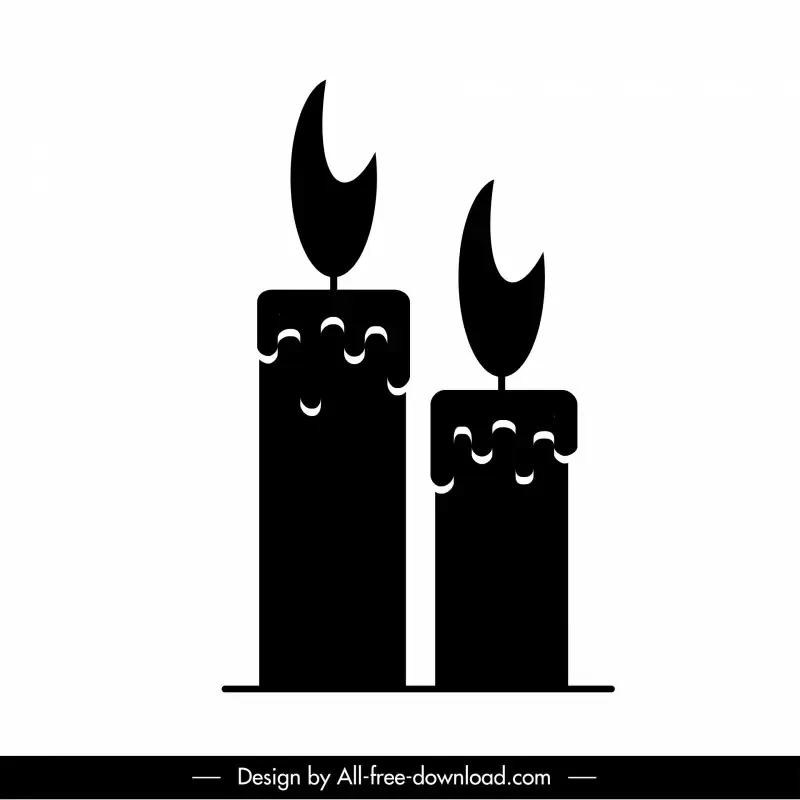 candle decorative icon dark black white silhouette outline