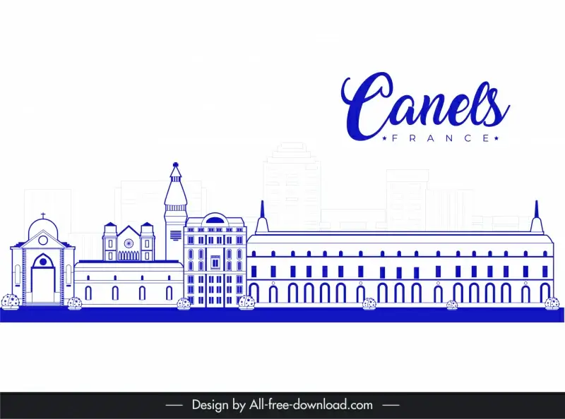 canels france advertising poster template flat european architecture outline 