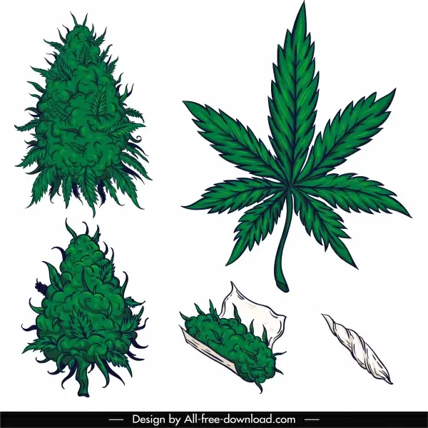 cannabis cigarette design elements classic handdrawn sketch