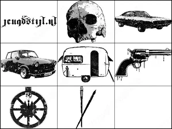 car and skull brush 