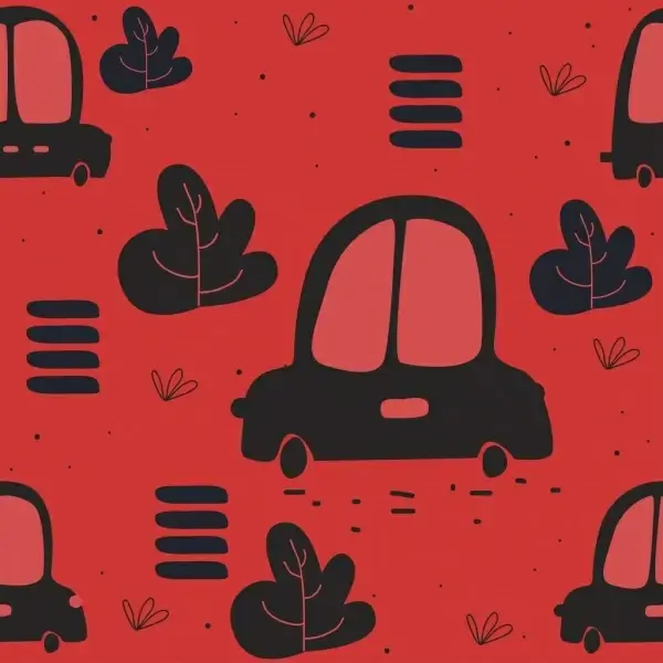 car backdrop red black repeating icons decor