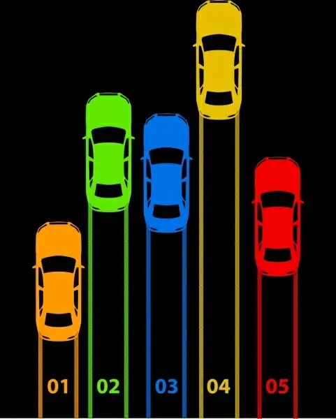 car race background colorful icons silhouette dark design