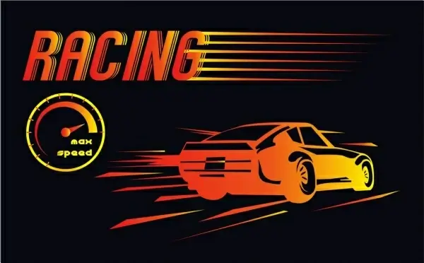 car racing background dark design speedometer icon