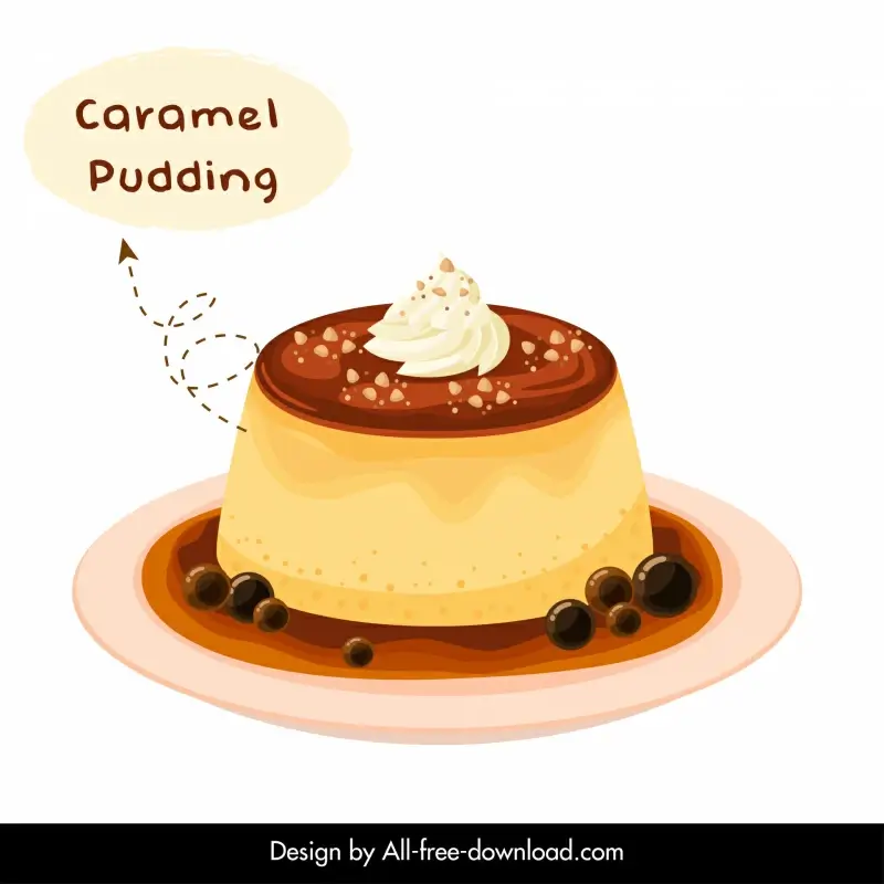 caramel pudding dessert advertising template elegant modern design 