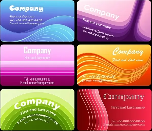 name card templates colorful modern design lines motion