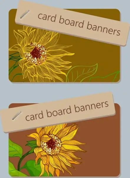 card board banner template sunflower icon sketch