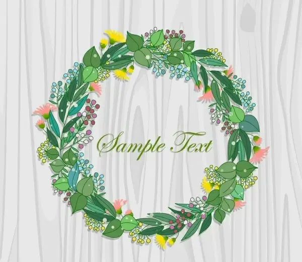 card cover template colorful flower wreath background