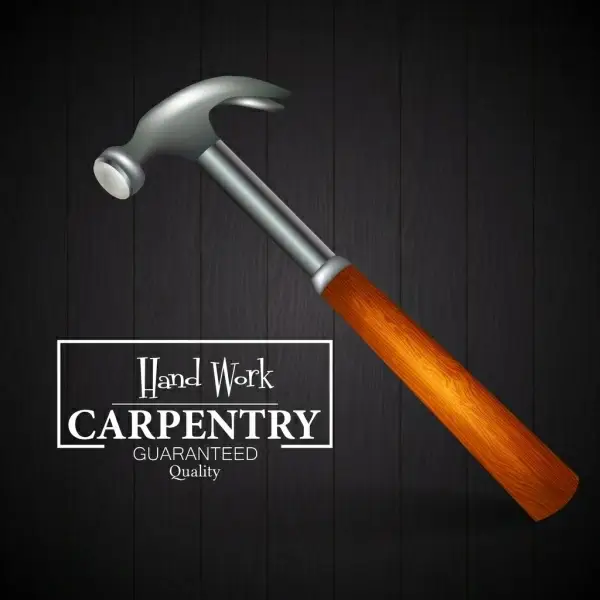 carpentry advertisement hammer icon decoration 3d dark design