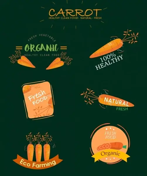 carrot logotypes collection various shapes isolation