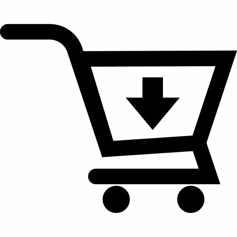cart arrow down sign icon flat contrast silhouette outline