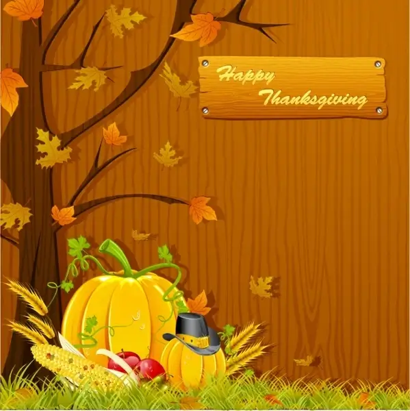 Thanksgiving banner template tree agricultural elements sketch Vectors ...