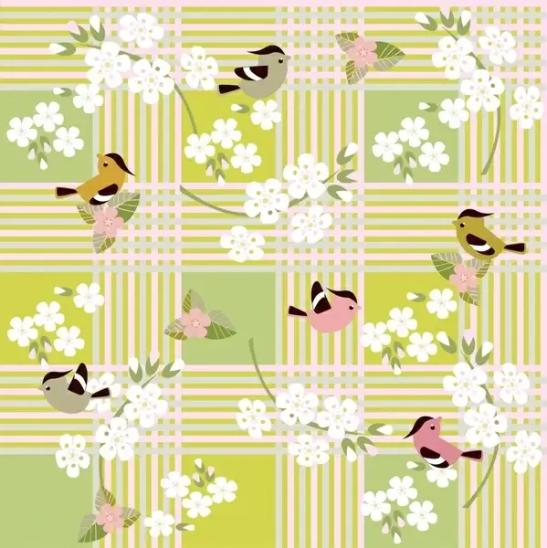 cartoon bird flower floral pattern vector