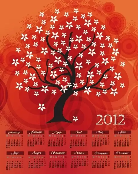 cartoon branches calendar 02 vector