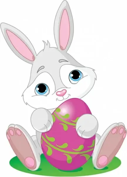cartoon bunny and egg 04 vector