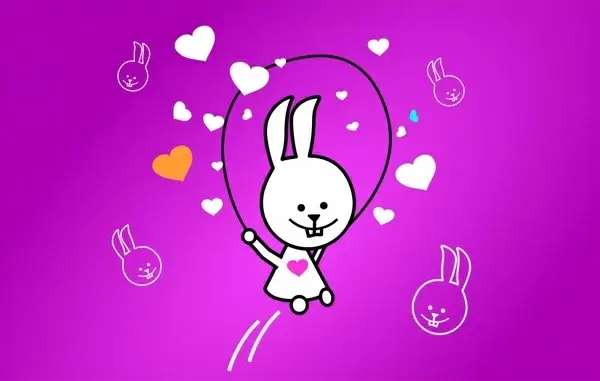 cartoon bunny playing with skipping rope vector illustration