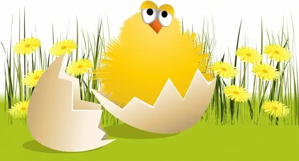 hatched chick background cute colorful cartoon design