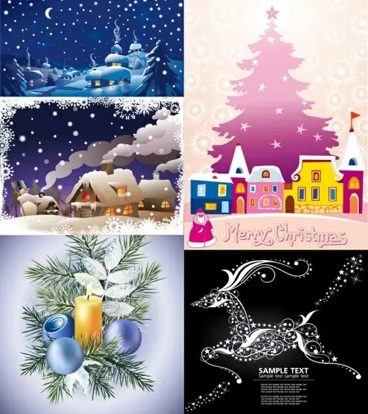 cartoon christmas ornaments background vector