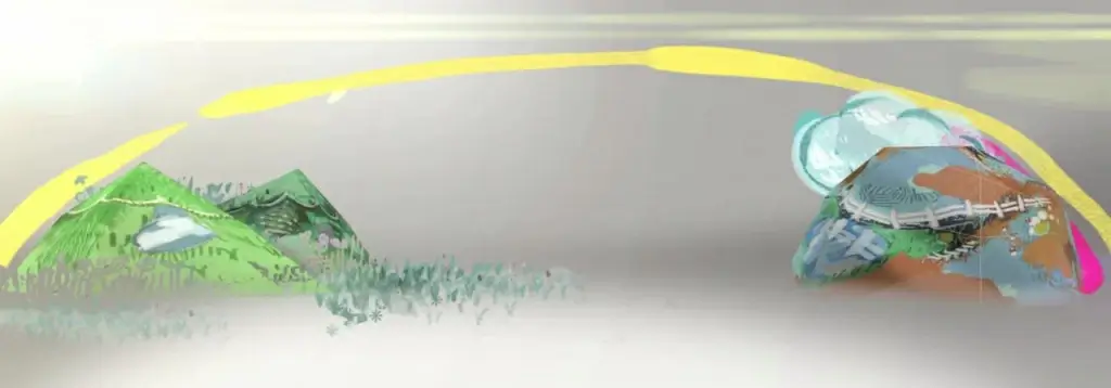 cartoon clip of 3d colorful landscape