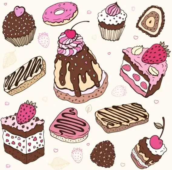 cartoon dessert background 03 vector
